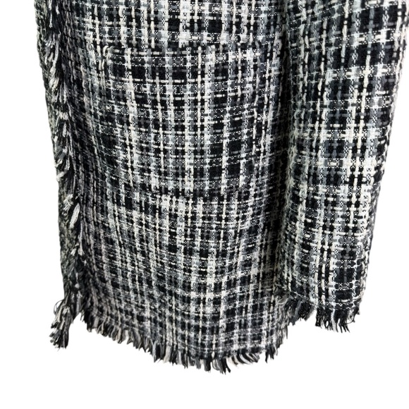 Kate spade Tweed Coat with Fringe Detail Black and White Size 2 - Picture 7 of 12